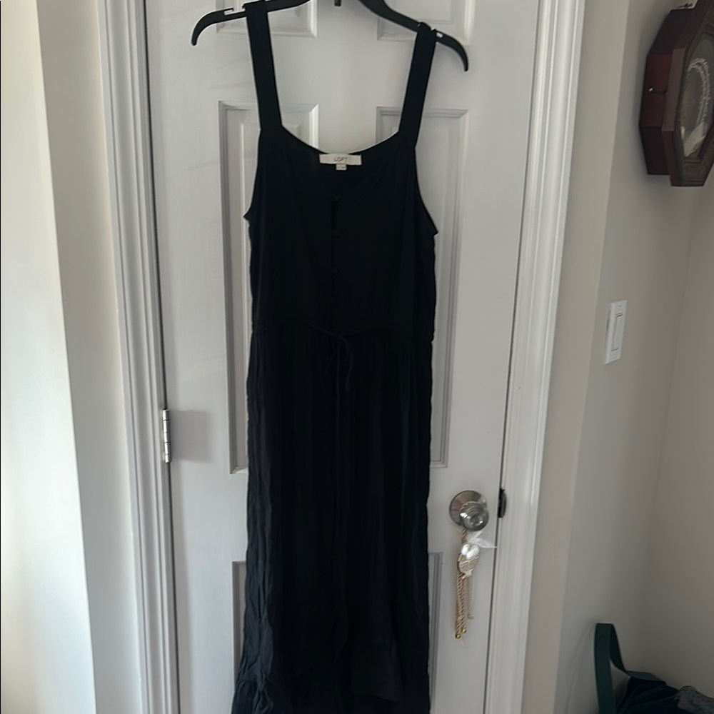 LOFT Black Sleeveless High Low Sundress